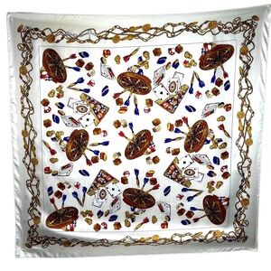 Vintage Retro Pub Scene Square Scarf Playing Games Darts Cards Pool Las Vegas